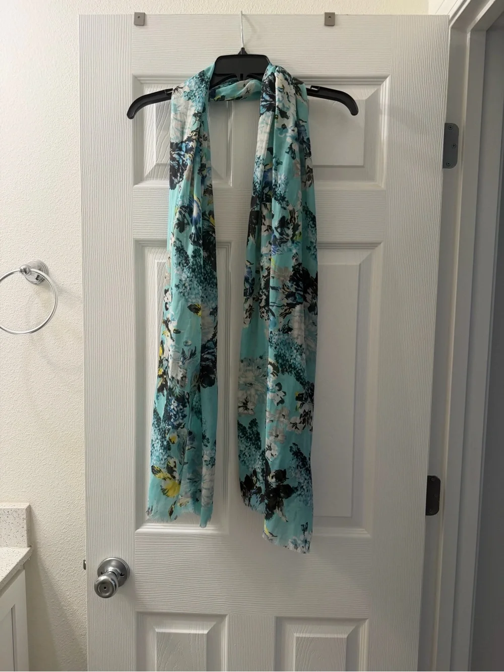 Light Blue Floral Sheer Scarf